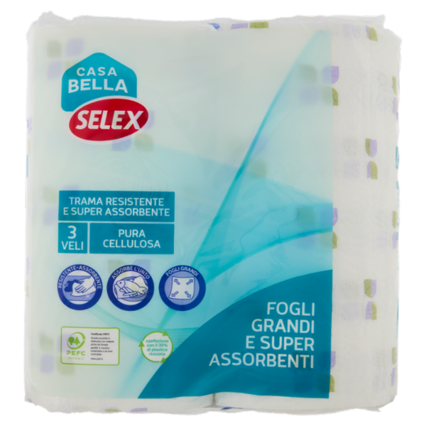 Selex Casa Bella Asciugatutto 3 Veli Maxi Fogli Super Assorbenti 2 rotoli
