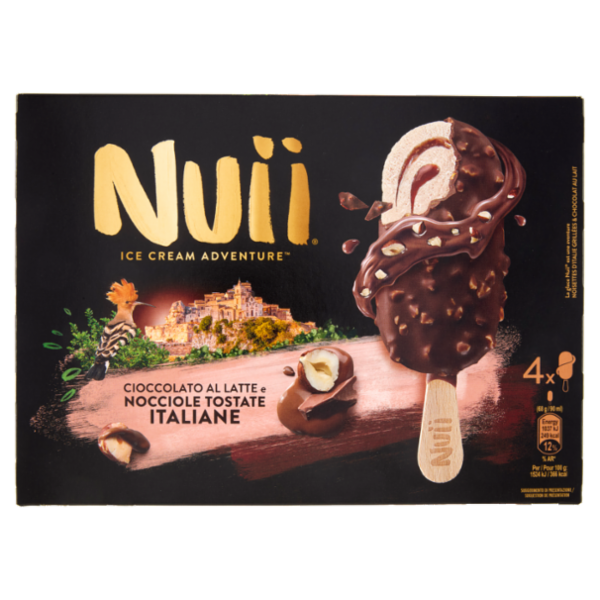 NUII Cioccolato al Latte e Nocciole Tostate Italiane 4x68g