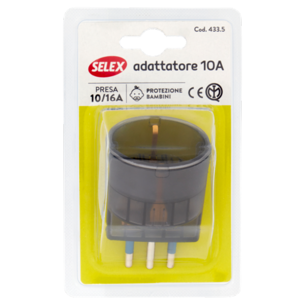 Selex Adattatore Semplice Spina 10A + 1 Presa Tedesca Trasparente