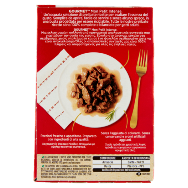 PURINA GOURMET Mon Petit Filettini Intense cotti in Salsa (Manzo / Agnello / Vitello) 6x50g