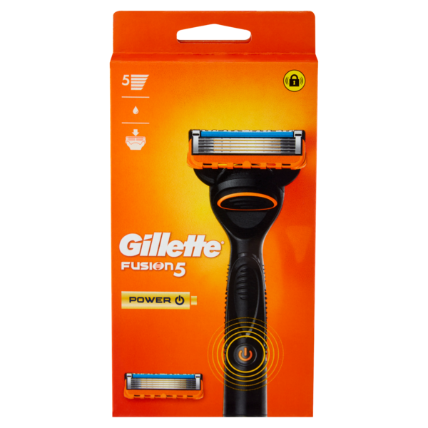 Gillette Rasoio da Uomo Fusion5 Power Manico + Lamette di Ricambio, 2 Ricariche