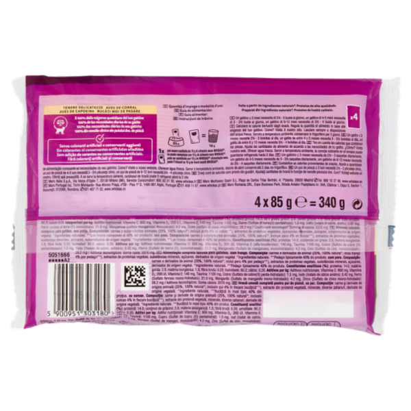 Whiskas Junior Pure Delight Tenere Delicatezze in gelatina con pollo, con tacchino 4 x 85 g