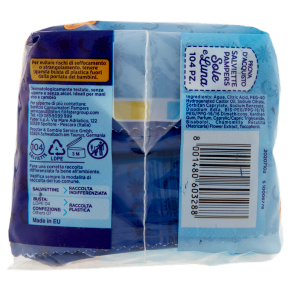 Pampers Sole e Luna Salviette 104 pz