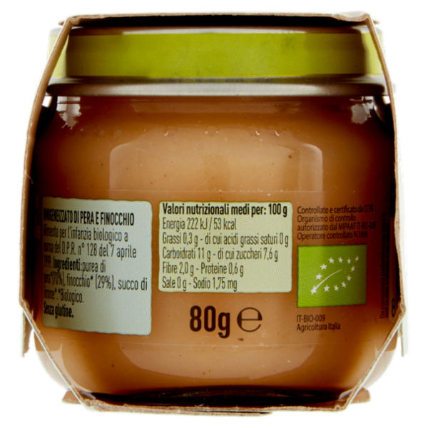 alce nero Omogeneizzato di Pera e Finocchio 2 x 80 g