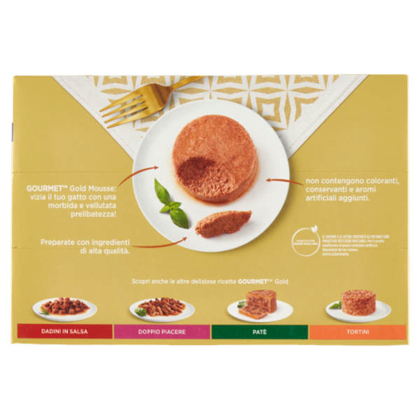 PURINA GOURMET Gold Mousse Manzo / Pesce dell'Oceano / Fegato / Tacchino 12 x 85 g