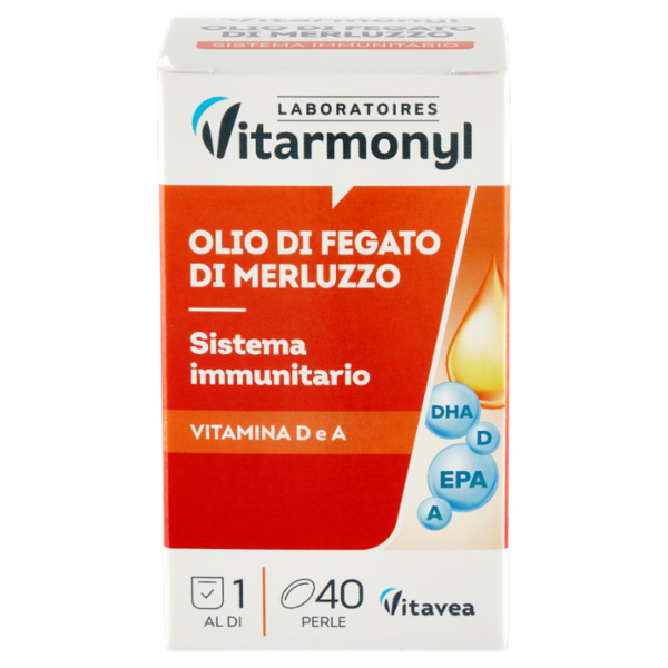 Laboratoires Vitarmonyl Olio di Fegato di Merluzzo Sistema immunitario 40 perle 30,8 g