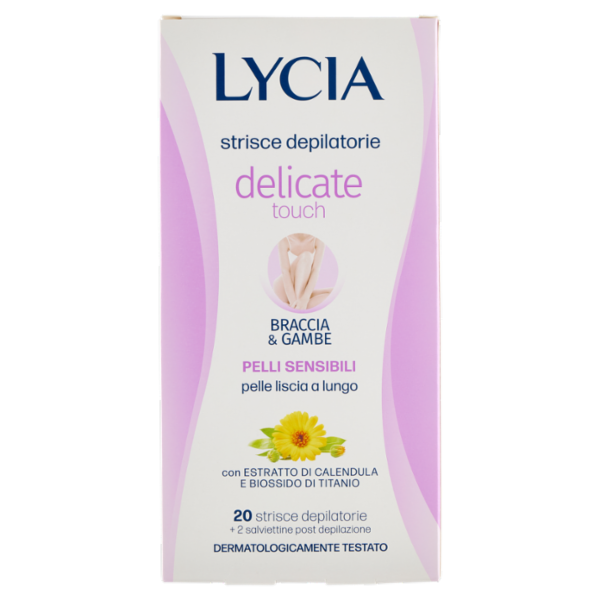 Lycia delicate touch strisce depilatorie Braccia & Gambe Pelli Sensibili 20 strisce + 2 salviettine