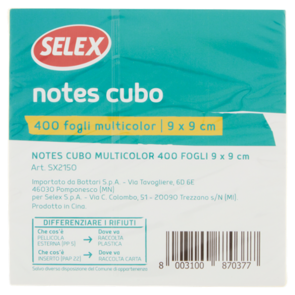 Selex Notes Cubo Multicolor 400 pezzi