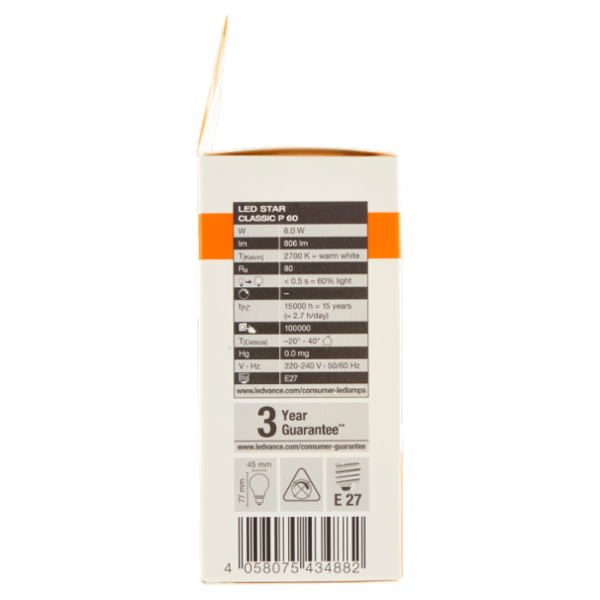 Osram Led Star Classic P 60 Warm White 6.0 W E27