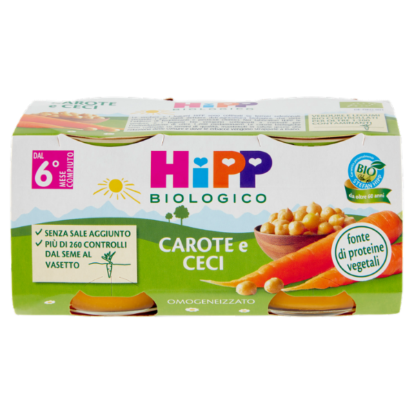 HiPP Biologico Carote e Ceci Omogeneizzato 2 x 80 g
