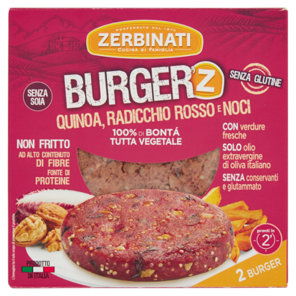 Zerbinati Burger'Z Quinoa, Radicchio Rosso e Noci 2 x 110 g