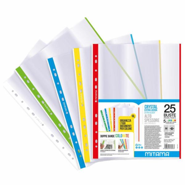 25 BUSTE FORATE BORDO COLORATO 23x30