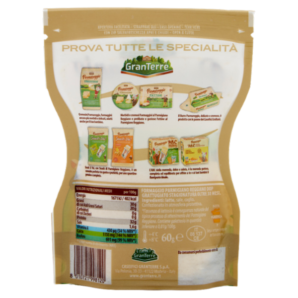 Parmareggio Parmigiano Reggiano Grattugiato 30 Mesi 60 g
