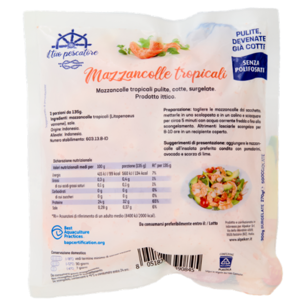 il tuo pescatore Mazzancolle tropicali già Cotte Surgelate 300 g
