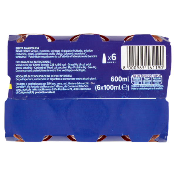 Consilia Aperitivo Analcolico Bitter Rosso 6x100 ml