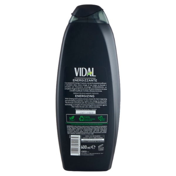 Vidal Energy & Sport Bagnodoccia Energizzante Ginseng e Guaranà 600 ml