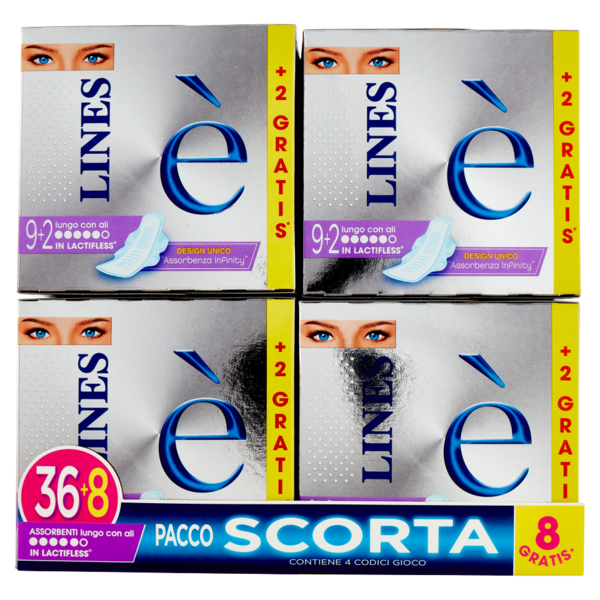 Lines è Assorbenti lungo con ali 36+8 pz