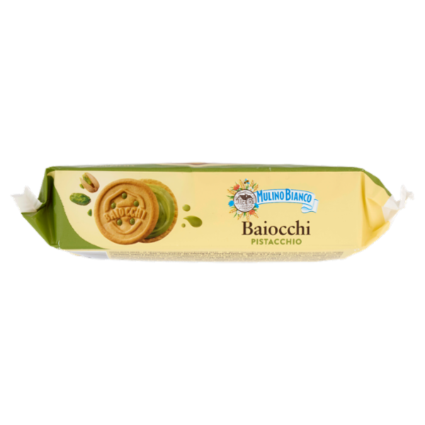 Mulino Bianco Baiocchi Biscotti Snack Farciti con Crema al Pistacchio 168g