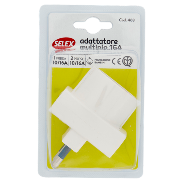 Selex Adattatore Pluristandard Spina 16A + 2 Prese Bivalenti + 1 Presa Tedesca Bianco