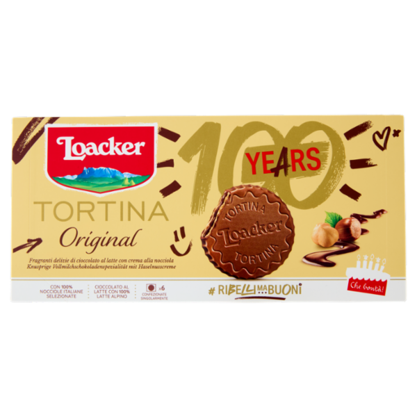 Loacker Tortina Original Wafer ricoperto di Cioccolato al Latte con crema di Nocciole Italiane 21gx6