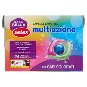 Selex Casa Bella Detersivo Lavatrice Liquido Multiazione Per Capi Colorati 24 Capsule Idrosolubili