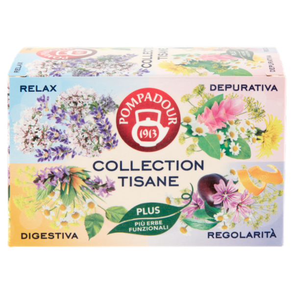 Pompadour Collection Tisane Plus Relax - Depurativa - Digestiva - Regolarità 16 x 2,2 g