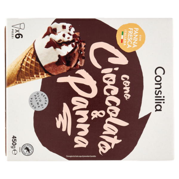 Consilia 6 Coni di Gelato Panna e Cioccolato 450 g