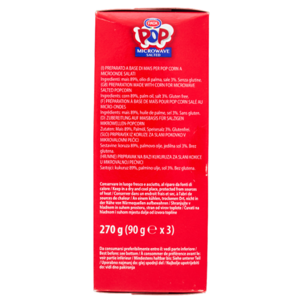 Pata Pop Microwave Salted 3 x 90 g