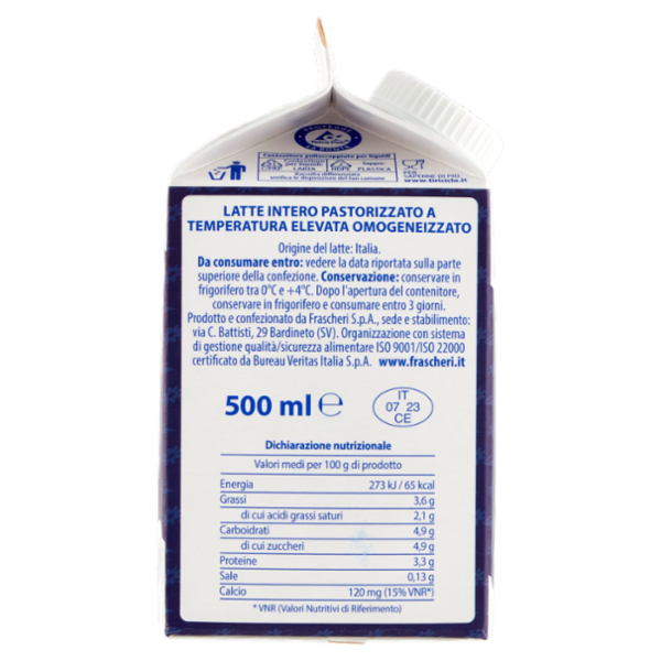 Frascheri latte intero di+ 500 ml