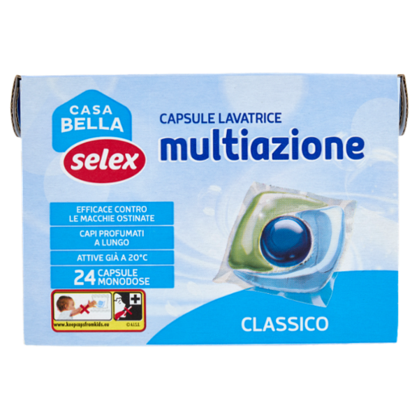 Selex Casa Bella Detersivo per Lavatrice Liquido in Dosi Solubili Tripla Camera Classico 24 pezzi