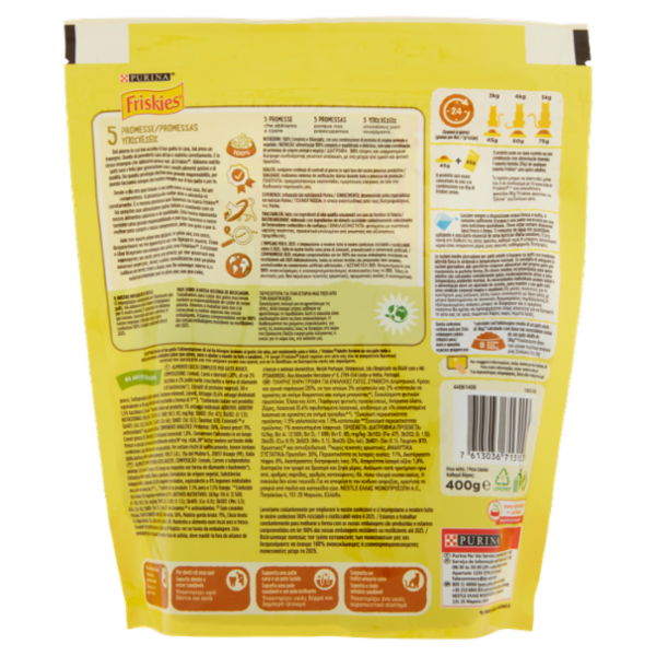 PURINA FRISKIES Gatto Adult Con un gustoso mix di Pollo e Tacchino e con Verdure 400 g