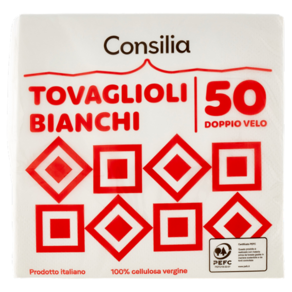 Consilia Tovaglioli Bianchi Doppio Velo 50 pz