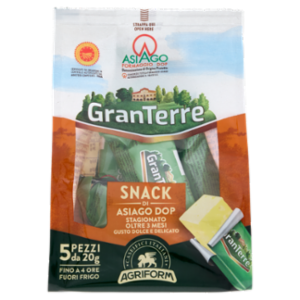 Granterre Snack Di Asiago DOP Stagionato Oltre 3 Mesi 5 x 20 g