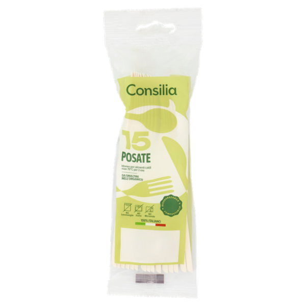 Consilia Cucchiai Biodegradabili e Compostabili 15 pezzi