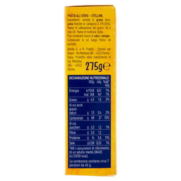 Barilla Emiliane Stelline Pasta all'Uovo 275g