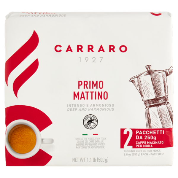 Carraro Primo Mattino Ground Coffee for Moka 2 x 250 g