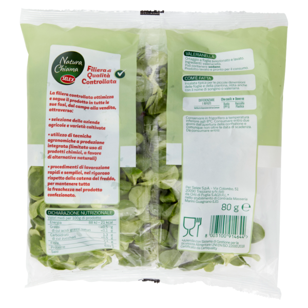 Selex Natura Chiama Valerianella Lavata e Pronta per il Consumo 80 g