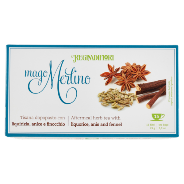 Reginadifiori mago Merlino Tisana dopopasto con liquirizia, anice e finocchio 15 x 3 g