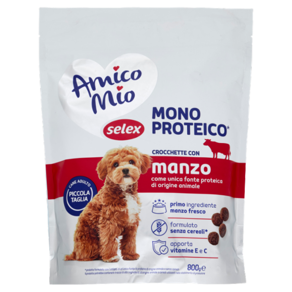 Selex Amico Mio Cane Crocchette con Manzo Mono Proteico 800 g