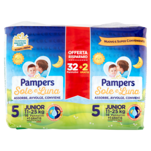 Pampers Sole e Luna 5 Junior 32 + 2 Pz