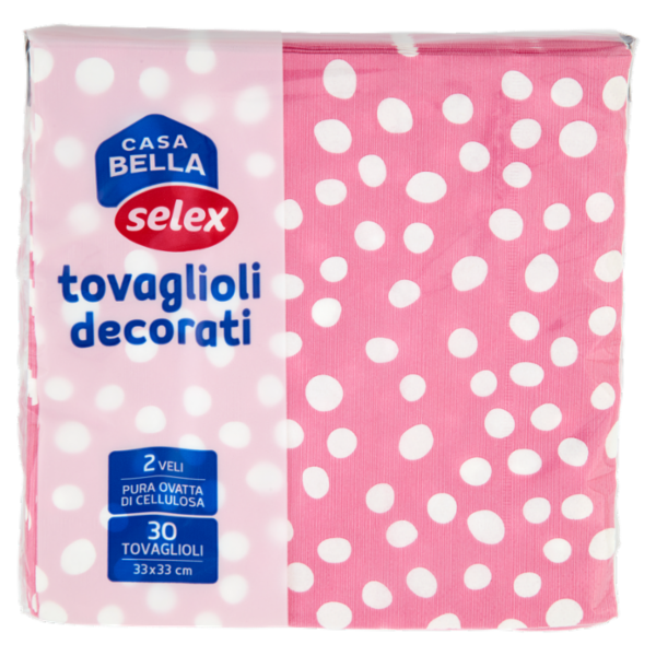 Selex Casa Bella Tovaglioli 2 Veli 33X33 cm Decoro Pois Fucsia 30 pezzi