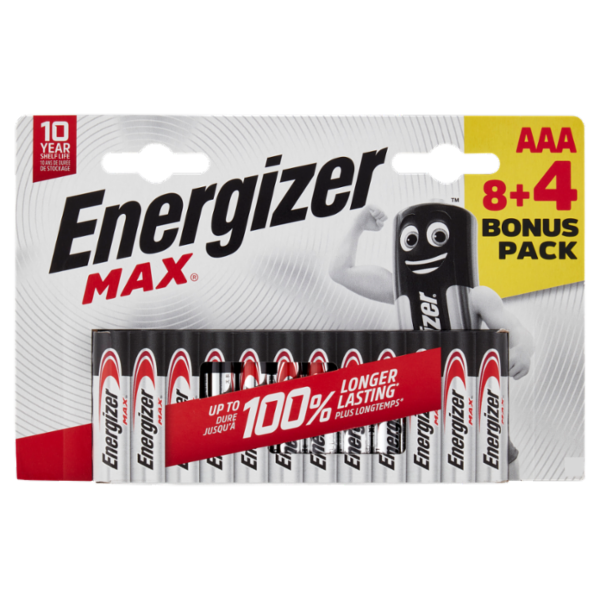 Energizer Max AAA Alkaline 8+4 pz