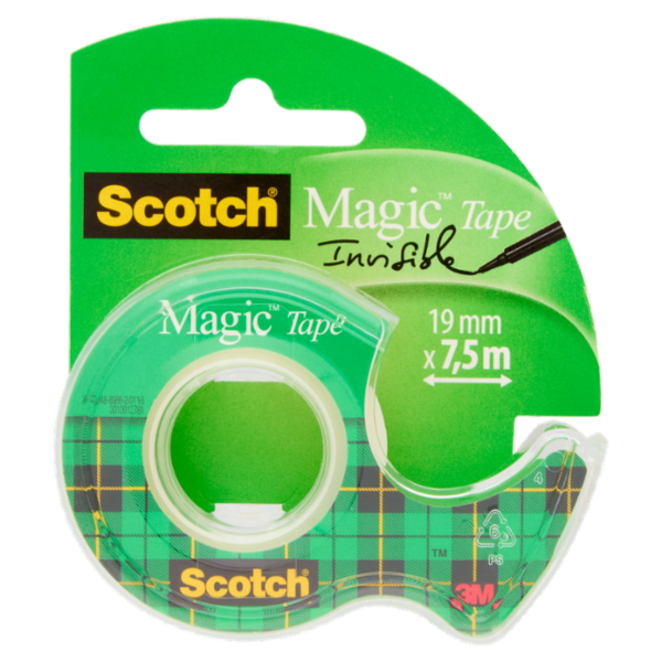 Scotch® Magic™ Nastro adesivo invisibile, 19 mm x 7,5 m, 1 rotolo su dispenser/confezione