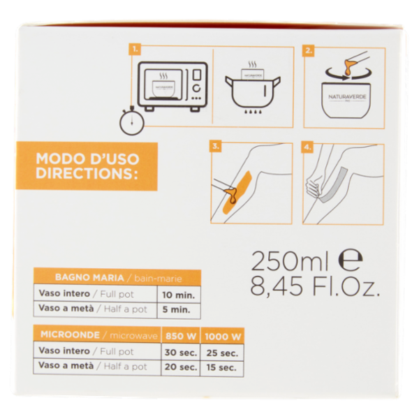 Naturaverde Pro Cera Zucchero Cera Depilatoria Idrosolubile Uso Microonde o a Bagnomaria 250 ml