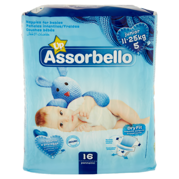 Assorbello Up junior 11-25kg taglia 5 pannolini 16 pz