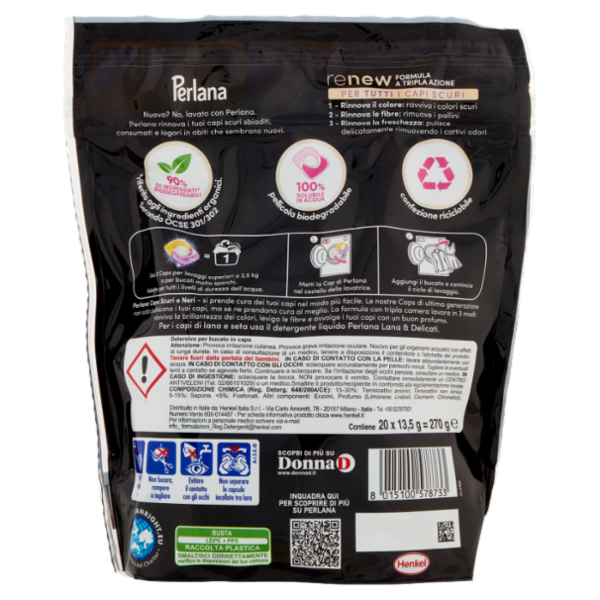 PERLANA Caps Detersivo Scuri e Neri 20 lavaggi 20 x 13,5 g