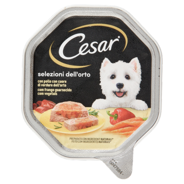 Cesar Selezioni dell'Orto Cibo Umido Cane in Vaschetta con Pollo e Cuore di Verdure dell'Orto 150 g