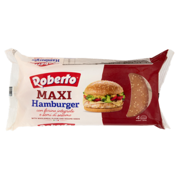 Roberto Maxi Hamburger con farina integrale e semi di sesamo 4 Panini 300 g