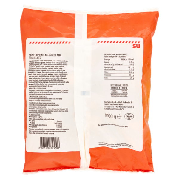 Sù Olive Ripiene All'Ascolana Surgelate 1 kg