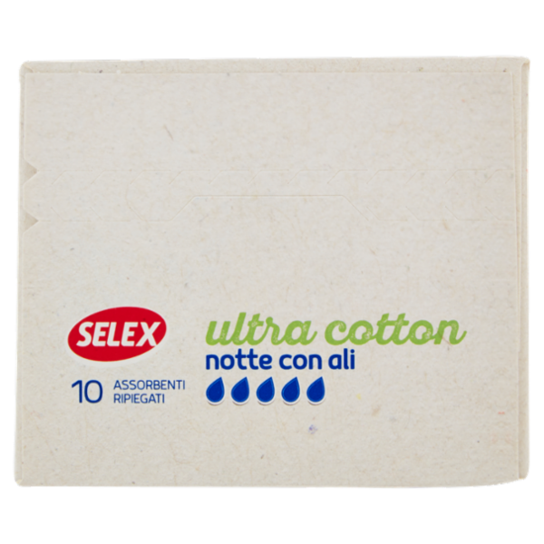 Selex Assorbenti Notte con Ali in Cotone Biologico in Bustine Singole 10 pezzi